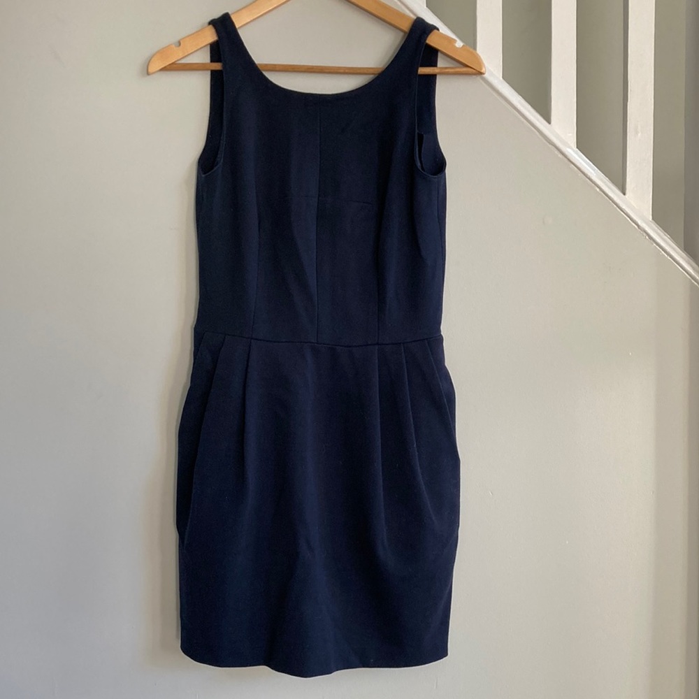 Club Monaco Navy Blue Back V Dress